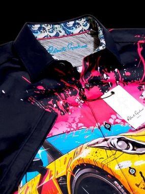 NEW Robert Graham Abstract Wearable Art XL Colorful Sport Shirt